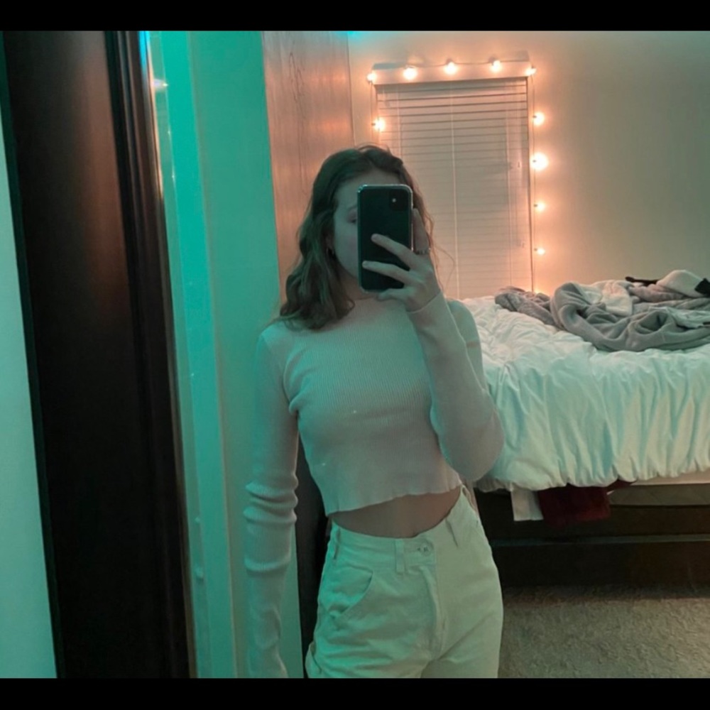brandy melville pink cropped sweater